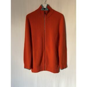 Manrico Cashmere Heavy Thick Full Zip Rib Knit Cardigan Sweater Orange M Italy